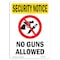 Signmission Safety Sign, OSHA SECURITY NOTICE, 14" Height, No Guns Allowed, Portrait OS-SN-D-1014-V-11735 - alternate 1